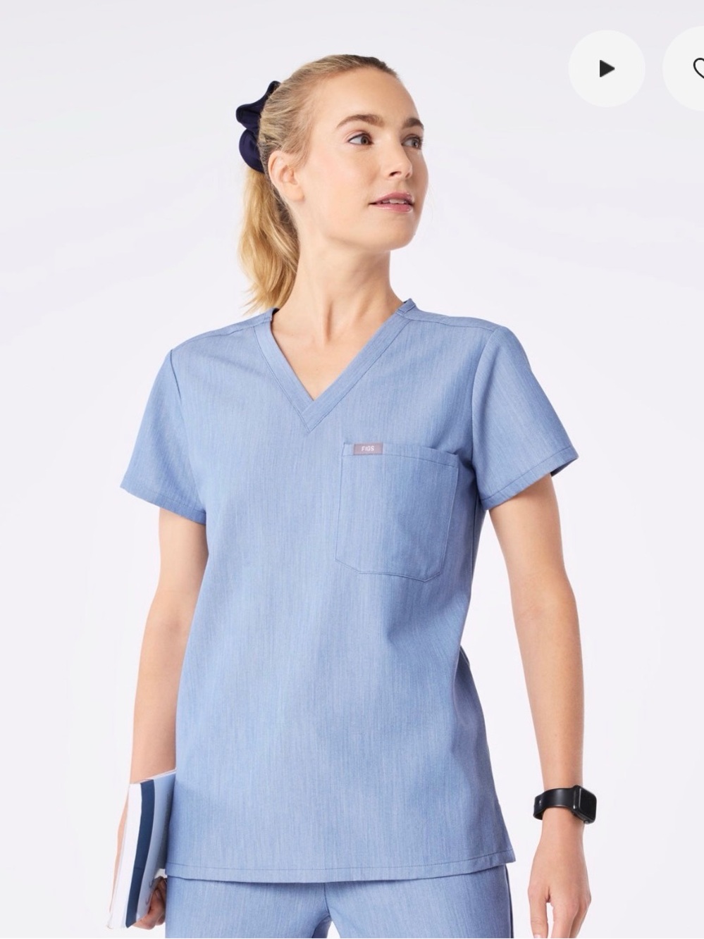 FIGS heather indigo Catarina scrub top